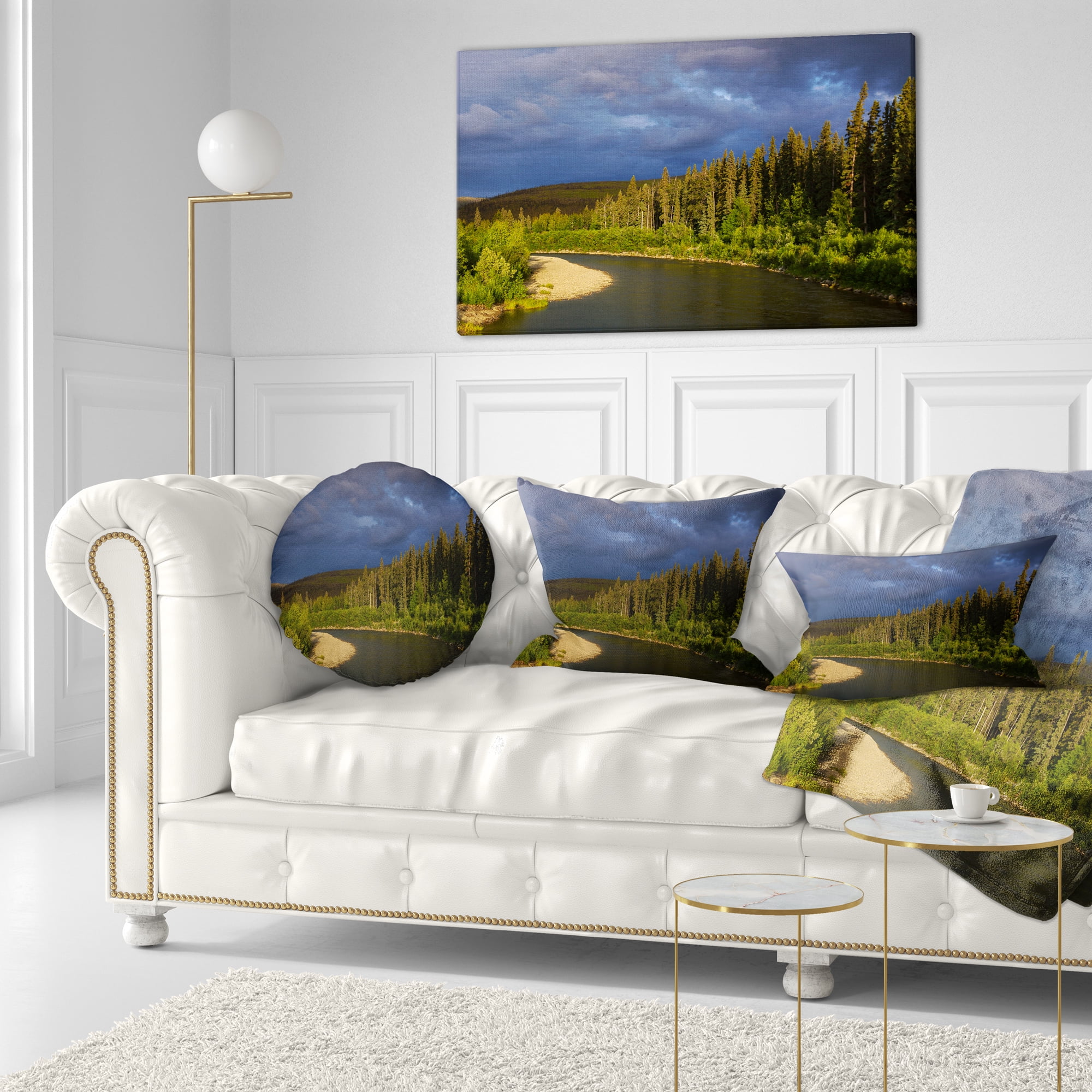 Designart Lake on Alaska under Clouds - Landscape Printed Throw Pillow - 12x20