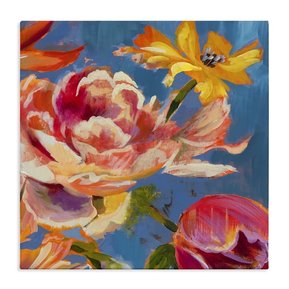Stupell Industries Bohemian Vivid Peonies on Blue Canvas Art, 30 x 30, by Liz Jardine