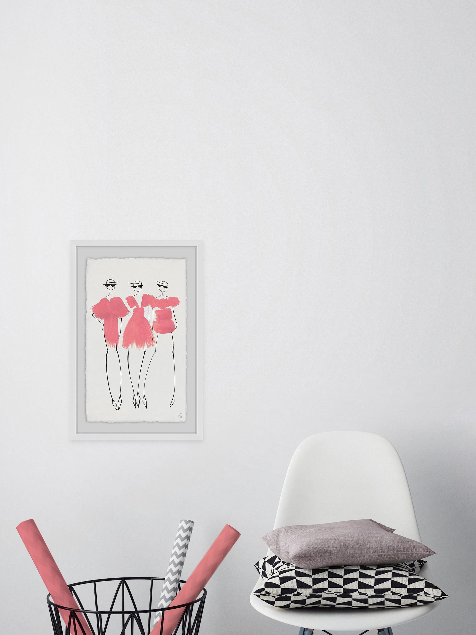 Little Pink Dress Framed Painting Art Print, 16.00" x 1.50"