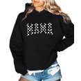 thumbnail image 2 of Checkered Mama Hoodie for Women Trendy Varsity Checkerboard Pullover, Black Hoodie, M, 2 of 8
