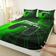 thumbnail image 3 of Manfei Gray Game Controller Twin Sheet Sets, Teens Gamer Gaming Twin Fitted Sheet, Green Geometric Lines Flat Sheet, Breathable Home Decor 3pcs, 3 of 7
