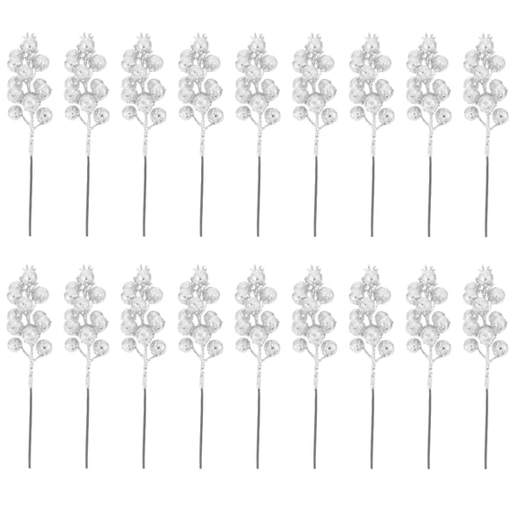 SOPOTUTU Artificial Berries Branches Silver 24Pcs 7.9X1.6X1.6In