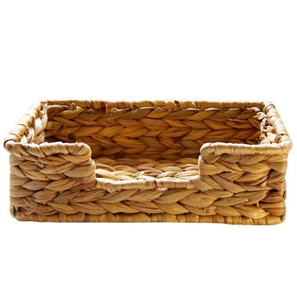 Small Basket Tabletop Snacks Woven Rectangular Bins Decorate Shelf Baskets Brown Simple Design Cosmetic Storage