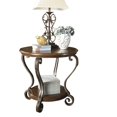 thumbnail image 1 of Signature Design by Ashley Nestor Traditional Hand-Finished Round End Table with 1 Fixed Shelf, Dark Brown, 1 of 2