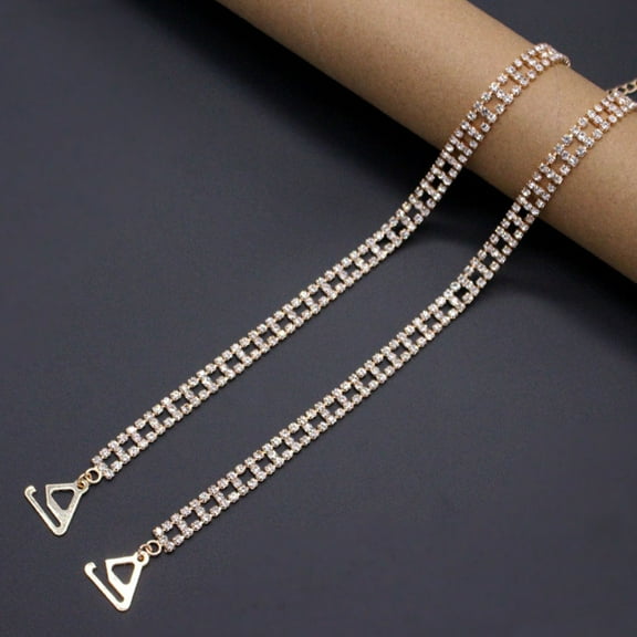 Worgeous 2 Pairs Dress Straps Rhinestone Golden Easy to Install and Remove Costume Accessories