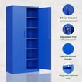 thumbnail image 4 of Metal Garage Storage Cabinet with Lock Door and Adjustable Shelves, Steel Tool Cabinet for Home, Office, Warehouse (Blue), 4 of 10