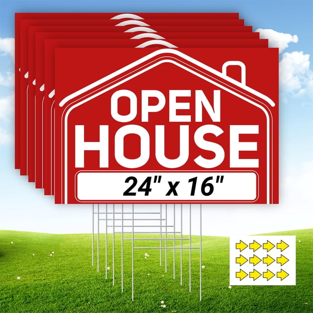 Estacas metálicas impermeables ComboJoy de 24 x 16 pulgadas de Open House Signs
