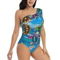 thumbnail image 3 of Haiem Little Sea Turtles Women's One Piece Swimsuits Tummy Control One Shoulder Bathing Suits Ruffle Swimwear-X-Large, 3 of 8