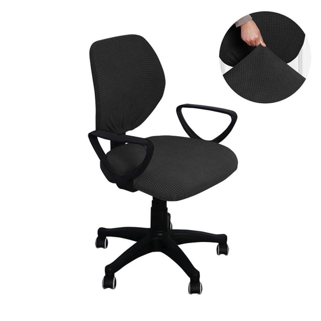 Funda para silla de oficina giratoria dividida de polar a cuadros para ordenador, a prueba de polvo
