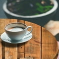 thumbnail image 2 of Ambesonne Wooden Print Fitted Round Tablecloth, Lodge Wall Planks, 40"- 44" Diameter, Burnt Orange Orange, 2 of 4