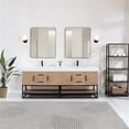 thumbnail image 2 of Bianco 84" Wood Vanity in Light Brown with  Composite Stone Top with Mirror, 2 of 15
