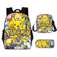 thumbnail image 6 of 3PCS Pokemon_Pika-chu Backpack with Lunch Bag Pencil Case Cartoon Backpack Laptop Bag Outdoor Sports Pockets For Travel Backpack 17IN, 6 of 9