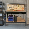 thumbnail image 2 of Work Benches for Garage Shop, Garden Work Benches Work Station Tools Table with Peg Board and Drawers, Black, 2 of 10