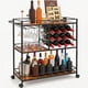 thumbnail image 1 of Carrito Organizador con Ruedas,Carrito Auxiliar,Carrito de Servicio Tipo Bar,Mueble Cantina Bar para Casa de 3 Niveles,Ruedas Bloqueables,para 12 Botellas y Copero,Multiusos para Cocina,Sala y Fiestas, 1 of 4