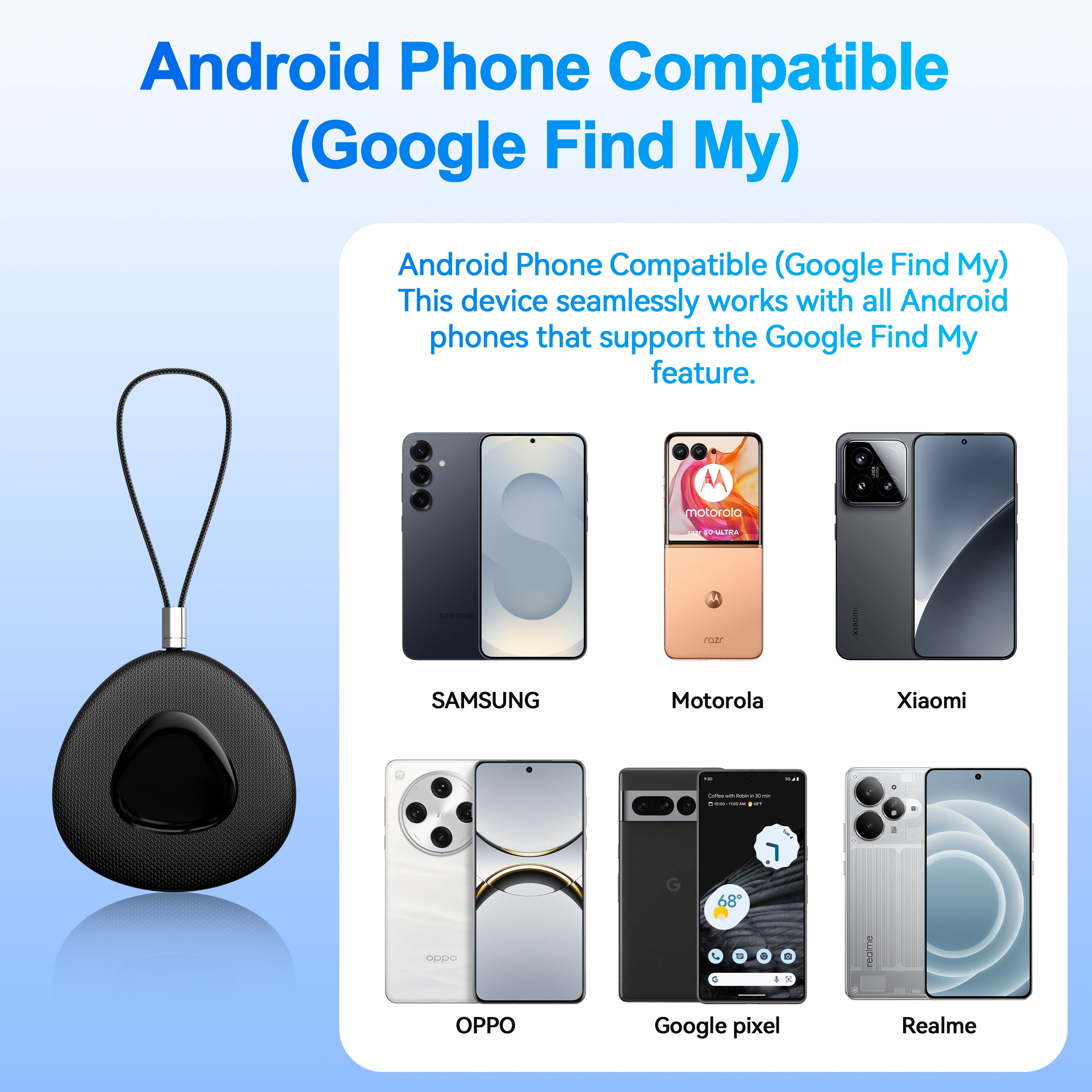 Tracker, 4-Pack Smart Tracker, Key Finder and Item Locator Works with Apple Find My (Android Only), with Protective Case/Key Ring/Lanyard, Tracker Tag for Keys/Luggage/Wallet, etc.