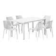 thumbnail image 6 of WestinTrends Playa 7-Piece Outdoor Metal Patio Dining Table Set With Stackable Patio Chairs, White, 6 of 16