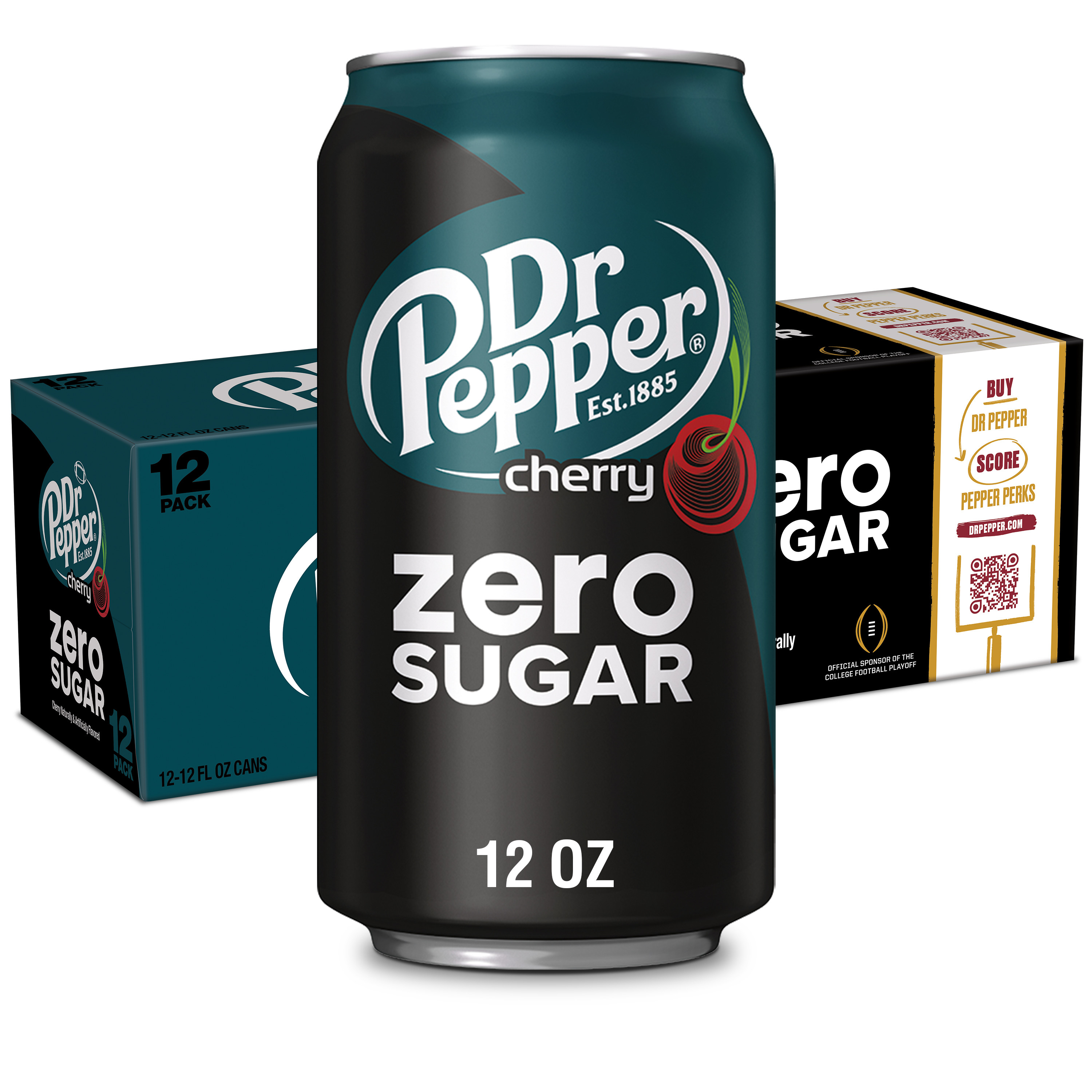 Dr Pepper Cherry Zero Sugar Soda 12 Fl Oz Cans 12 Pack One For All