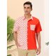 thumbnail image 2 of INSPIRE CHIC Camisa de playa de patchwork con botones y mangas cortas de lunares de verano para hombre rojo S, 2 of 6