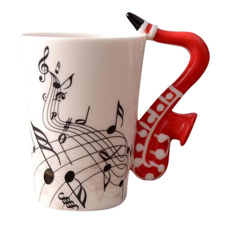 

Musical Notes Design Ceramic Drink Tea Coffee Mug Cup With Instrument Handle