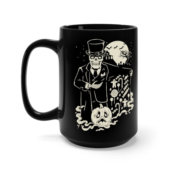 Candyman Skeleton Halloween Monster Coffee Mug, 15oz, Black