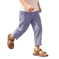 thumbnail image 2 of Mifsaly Boys Linen Pants Kids Elastic Waist Casual Summer Pants Lightweight Loose Fit Everyday Relaxed Pull On Trousers with Pockets, 2 of 9