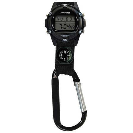 Aquaforce 26-1CP Carabiner Multi Function Digital Clipwatch with Black Dial