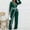 Green-a, variant on Wrap Front Jumpsuits for Women Contrast Paneled Long Sleeve Notched Collar Padded Shoulders Casual Jumpsuit