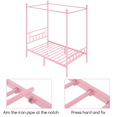 thumbnail image 5 of Renwick Juno Metal Canopy Frame Four Poster Bed with Headboard and Footboard, Twin, Pink, 5 of 9