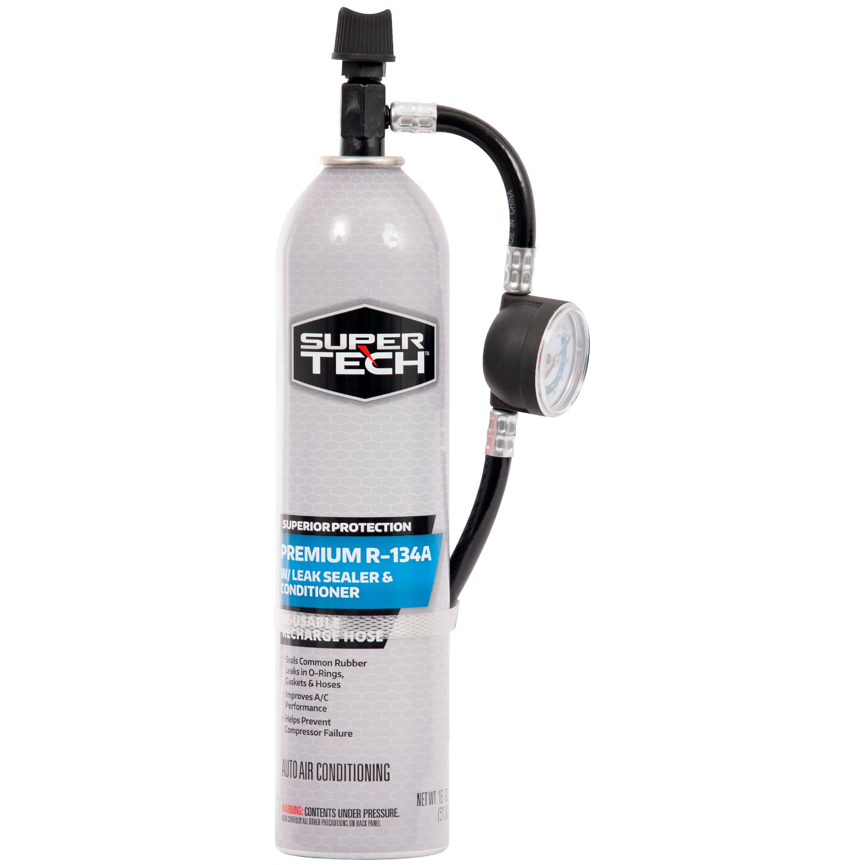 Super Tech Premium R-134a Refrigerant with Reusable Hose and Gauge, 18 oz