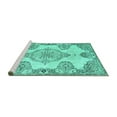 thumbnail image 2 of Ahgly Company Machine Washable Indoor Rectangle Medallion Turquoise Blue Traditional Area Rugs, 3' x 5', 2 of 4