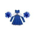 thumbnail image 3 of IEFIEL Girls Cheer Leader Cheerleading Costume Uniform Outfit Off-Shoulder Fancy Dress with Pompoms Royal Blue-A 12, 3 of 7