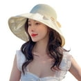 thumbnail image 7 of Women Wide Brim Breathable Fisherman Hat,Hollow Breathable Bowknot Decoration Face Protection Sunshade Hat, 7 of 7