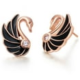 thumbnail image 4 of Swan Stud Earrings Black Gold Plated for Women Ginger Lyne Collection, 4 of 5