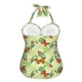 thumbnail image 3 of FKELYI One Piece Swimsuit Women's Cosy Swimwear with Halter Strap Bathing Suit Tummy Control Monokini with Soft Pad for Ladies Teens Swimming, Vintage Butterfly Leaves Print, M, 3 of 6