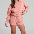 thumbnail image 4 of WCMZJ Women 2 Piece Outfits Sweat Shorts Sets 2024 Long Sleeve Casual Lounge Matching Set Sweatsuit Tracksuit Clothes with Pockets Pink L, 4 of 9