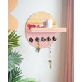 thumbnail image 6 of HofferRuffer Key Holder for Wall with Shelf, Wood Mail Organizer, Wall Mounted Rack with Shelf & 5 Hooks for Entryway, Living Room, Pink, 6 of 7