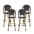 thumbnail image 2 of Cortina Wicker and Aluminum Outdoor 29.5 Inch Barstools, Set of 4, Black and Bamboo Finish, 2 of 8