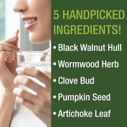 Wormwood Black Walnut Clove Cleanse for Humans. Elimination Detox + Intestinal Support Capsules Supplement. Pills with Artichoke and Pumpkin Seed for Additional Benefits