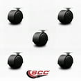 thumbnail image 2 of 2 Inch Black Metal Hooded Twin Wheel Caster Nylon Wheels Top Plate Set of 5 SCC, 2 of 2