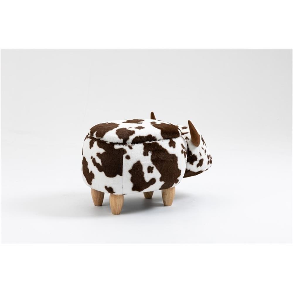 Pemberley Row Fur Fabric Brown/White Ottoman Rectangular Storage Unassembled 14.57"H x 13.8"W x 24.8"D