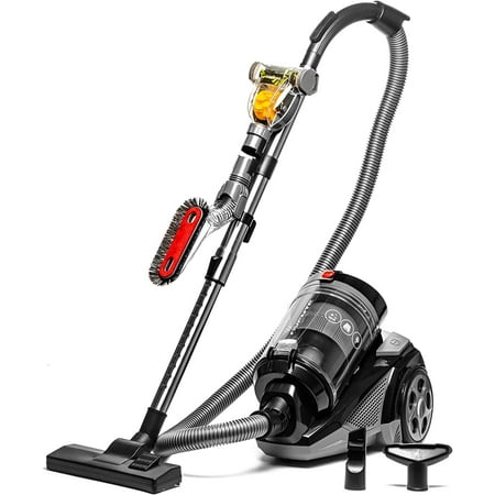 OVENTE Heavy Duty Electric Bagless Canister Vacuum Cleaner 3L Dust Cup, Portable Corded Suction Vacuum Machine with Cleaning Tools Compact Easy to Clean & Storage, Black ST2620B