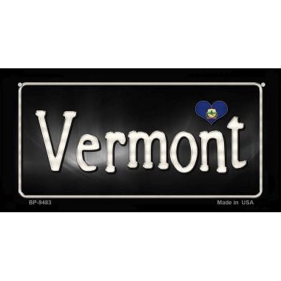 Smart Blonde BP-9483 3 x 6 in. Vermont Flag Script Novelty Metal Bicycle Plate