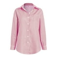 thumbnail image 4 of larppty Striped Button Down Shirts for Women Dressy Shirts Long Sleeve Casual Collared Office Work Shirt with Pocket (Red, S), 4 of 6