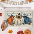 thumbnail image 2 of Fall White Blue Pumpkin Decorative Front Door Mat, Autumn Sunflower Stripes Doormat Indoor Outdoor Non-Slip Floor Entryway Rug, Thanksgiving Seasonal Home Kitchen Decoration 17x30 Inch, 2 of 6