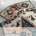 thumbnail image 4 of 3 Piece Red Teal Brown Southwestern Duvet Cover Set Twin Size,Microfiber Comforter/Quilt Cover with Corner Ties and 2 Pillowcases,Ethnic Geometric Boho Retro All Season Bedding with Zipper Closure, 4 of 8