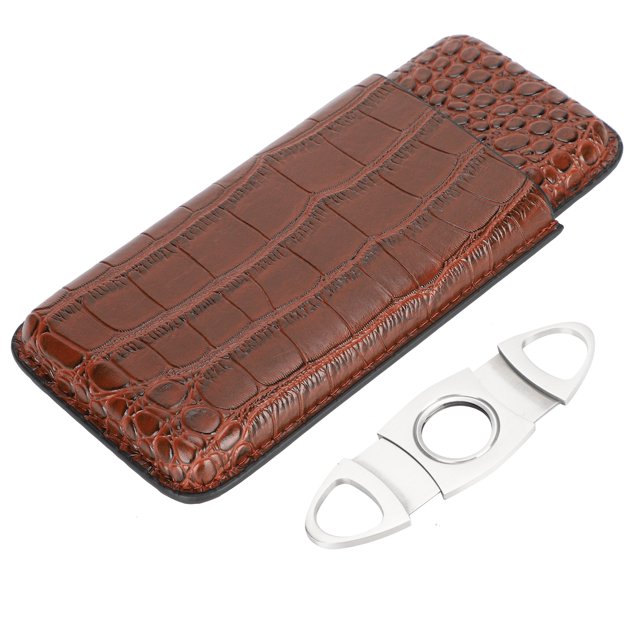 Caja de cigarros de cuero PU, Protector de Estuche de transporte, soporte de ranura independiente, Humidor con cortador