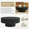 thumbnail image 5 of Euroco Elegant Easy Assembly Round Coffee Table with 6.8" Thick Tabletop, Modern Drum End Table, Minimalist Fluted Center Table with Sturdy Base for Living Room, Black, 31.5"W*13.7"H, 5 of 15