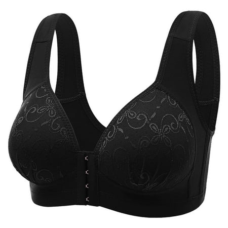

Women s Plus Size Thin Bra Sexy Lace Front-Closure Full-Coverage Wirefree Bra Breathable Soft Comfort Lightly Padded Everyday Underwear