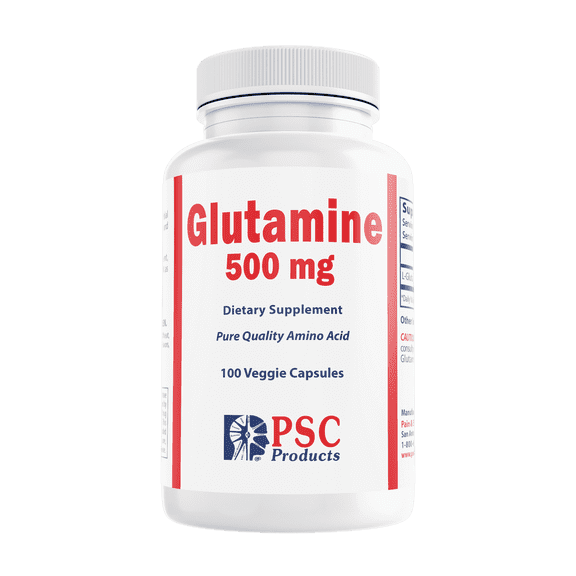 Glutamine 500 mg Amino Acid Supplement for Recovery & Gut Support, 100 Capsules
