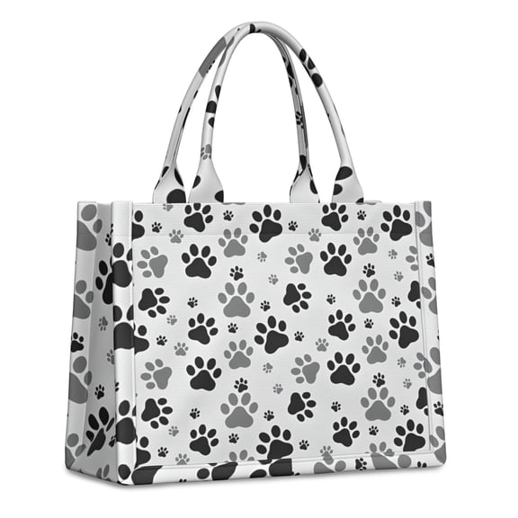 Large Capacity Tote Bag,Grey Dog Paw Footprint Handbag Fashion Luxury Tote Bag,15.7"x13"x 5.1" Inches,Laptop Compatible